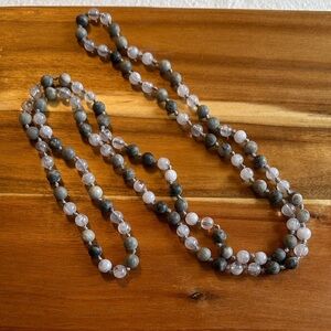 Elegant Gray and Clear Beaded Necklace